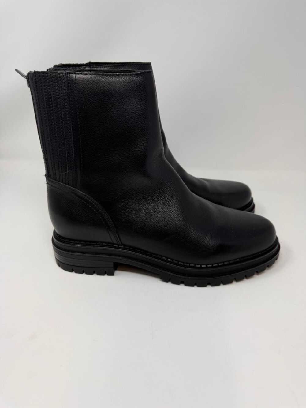 CALVIN KLEIN GREG BOOTS WOMENS US 10M BLACK LEATHER ROUND TOE ANKLE BOOTIE